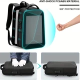 Sportlicher Reise Rucksack erweiterbares Packvolumen 20 - 35 Liter mit Zahlenschloss und USB-Adapter - Schwarz