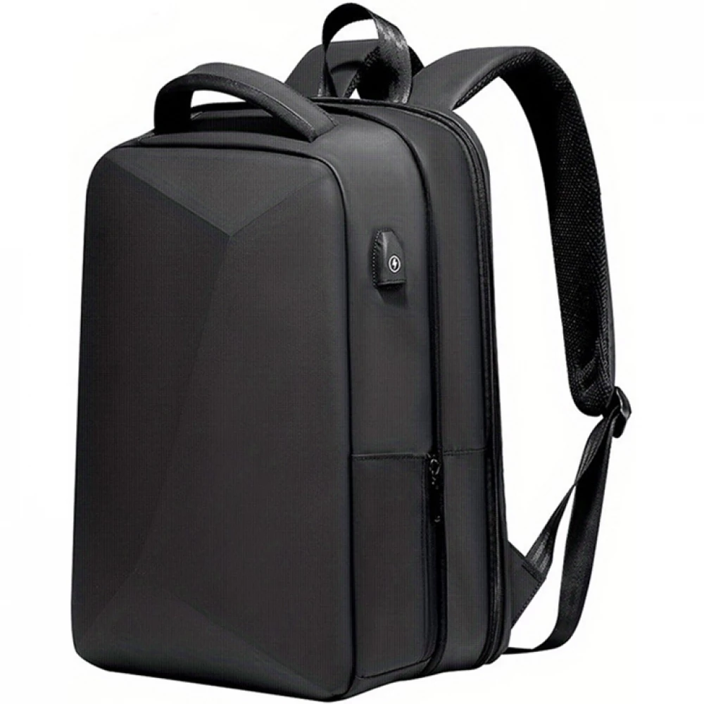 Sportlicher Reise Rucksack erweiterbares Packvolumen 20 - 35 Liter mit Zahlenschloss und USB-Adapter - Schwarz