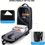 Sportlicher Reise Rucksack erweiterbares Packvolumen 20 - 35 Liter mit Zahlenschloss und USB-Adapter - Schwarz