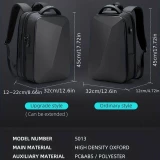Sportlicher Reise Rucksack erweiterbares Packvolumen 20 - 35 Liter mit Zahlenschloss und USB-Adapter - Schwarz