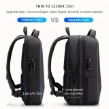 Sportlicher Reise Rucksack erweiterbares Packvolumen 20 - 35 Liter mit Zahlenschloss und USB-Adapter - Schwarz