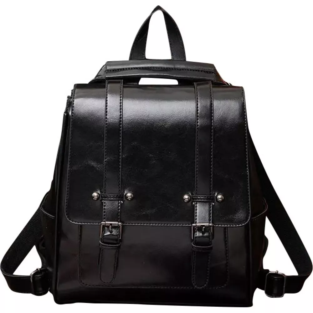 Handtasche / Fashion-Rucksack Retrolook Leder für Tablet, Bücher und Kamera - Schwarz