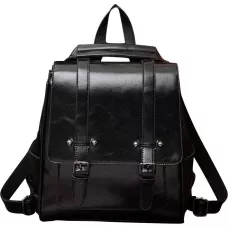 Handtasche / Fashion-Rucksack Retrolook Leder für Tablet, Bücher und Kamera - Schwarz