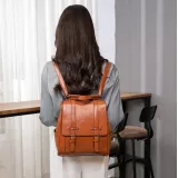 Handtasche / Fashion-Rucksack Retrolook Leder für Tablet, Bücher und Kamera - Schwarz