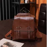 Handtasche / Fashion-Rucksack Retrolook Leder für Tablet, Bücher und Kamera - Schwarz