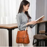 Handtasche / Fashion-Rucksack Retrolook Leder für Tablet, Bücher und Kamera - Schwarz