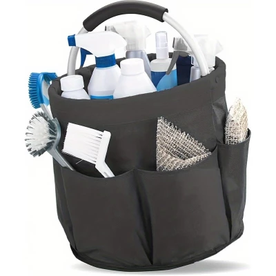 Sac de jardinage/ménage multifonctions pliable en toile avec poches et compartiments pour outils - Noir