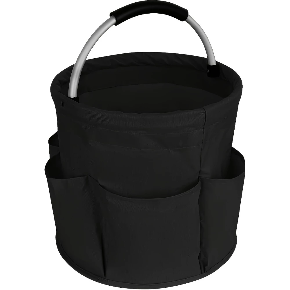 Faltbarer Multifunktions-Garten-/Haushaltstasche aus Stoff mit Taschen und Fächern für Werkzeuge - Schwarz