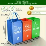 Sacs poubelle pliable 3 en 1 avec 3 couleurs pour tri des d&eacute;ch&ecirc;ts (papier / plastique / verre)
