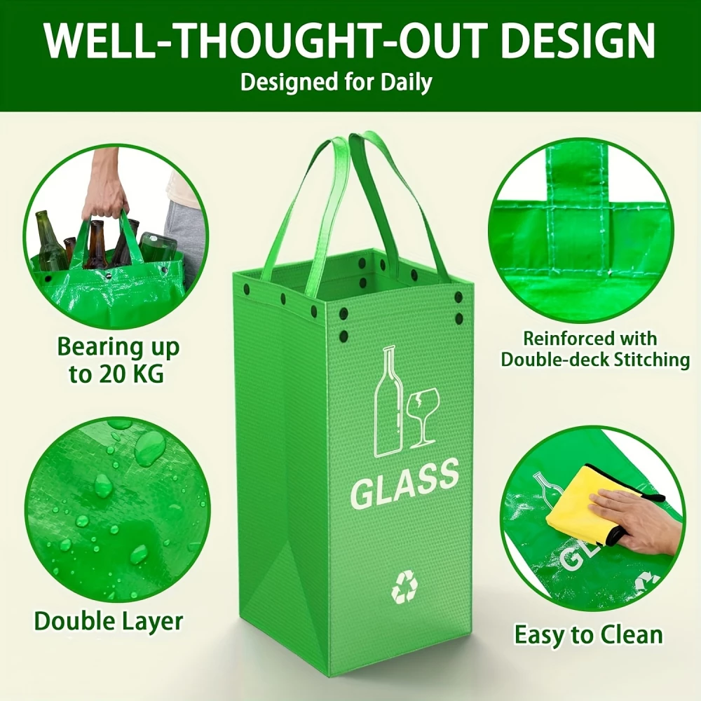 Sacs poubelle pliable 3 en 1 avec 3 couleurs pour tri des d&eacute;ch&ecirc;ts (papier / plastique / verre)