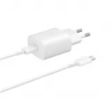 Samsung Chargeur secteur et de voyage 25W adaptateur USB-C + câble de charge 1 mètre USB-C vers USB-C - Blanc