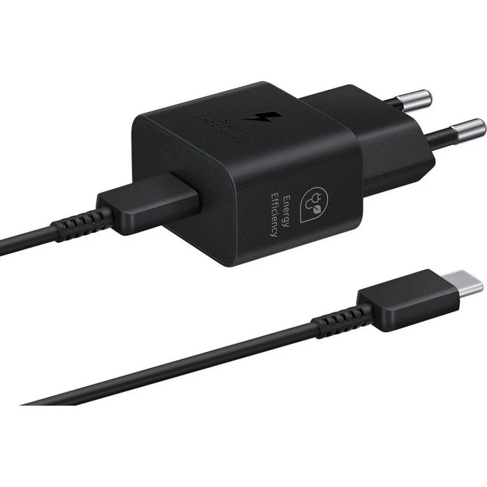 Samsung Chargeur secteur et de voyage 25W adaptateur USB-C + câble de charge 1 mètre USB-C vers USB-C - Noir