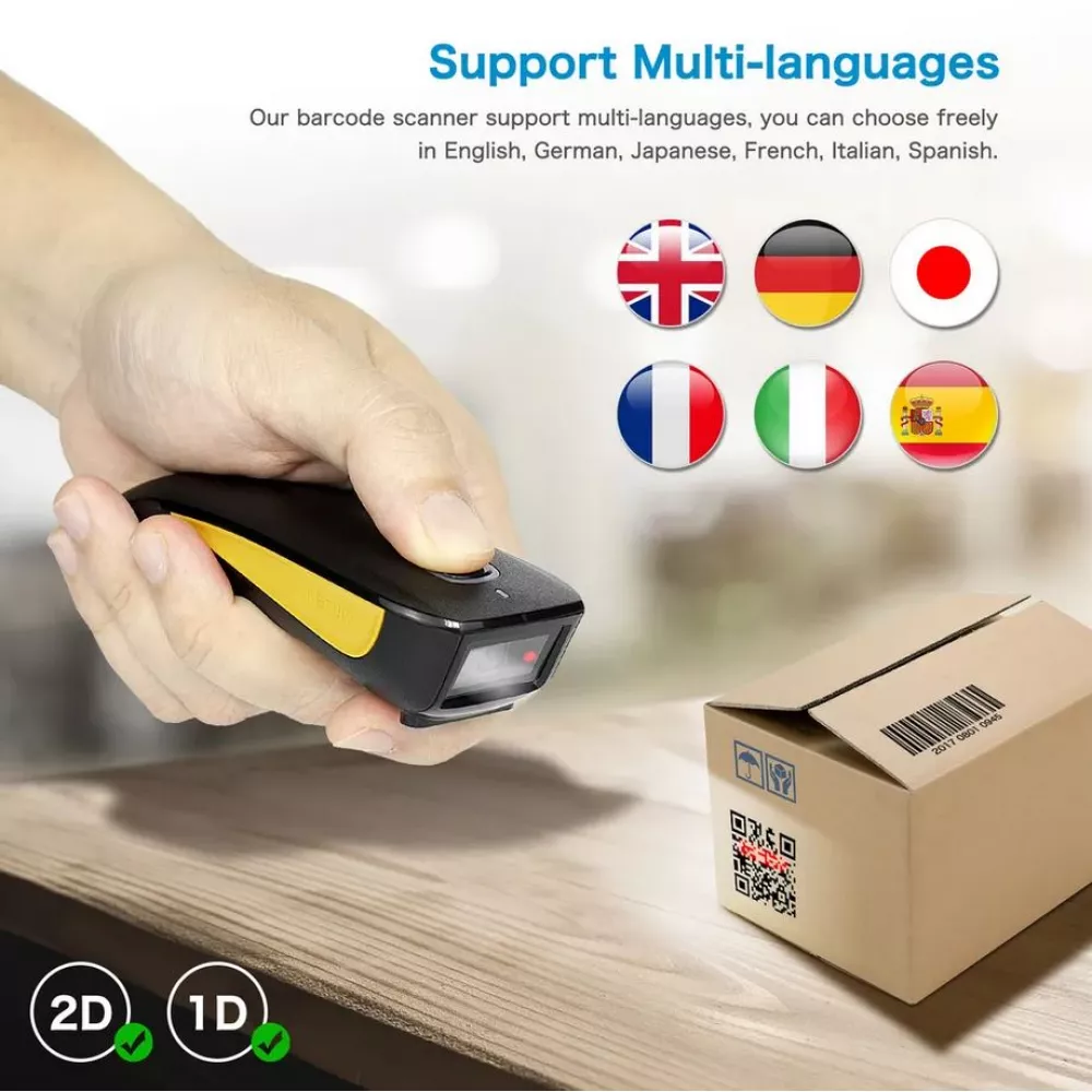 Scanner à main portable 1D - 2D Bluetooth - 2.4G sans fil scanner QR-codes et code-barres