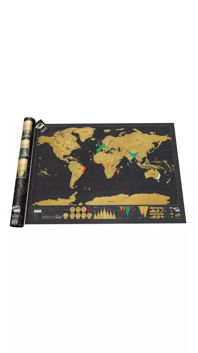 Carte du monde à gratter Voyager - Pour les aventuriers et les explorateurs - Noir et or