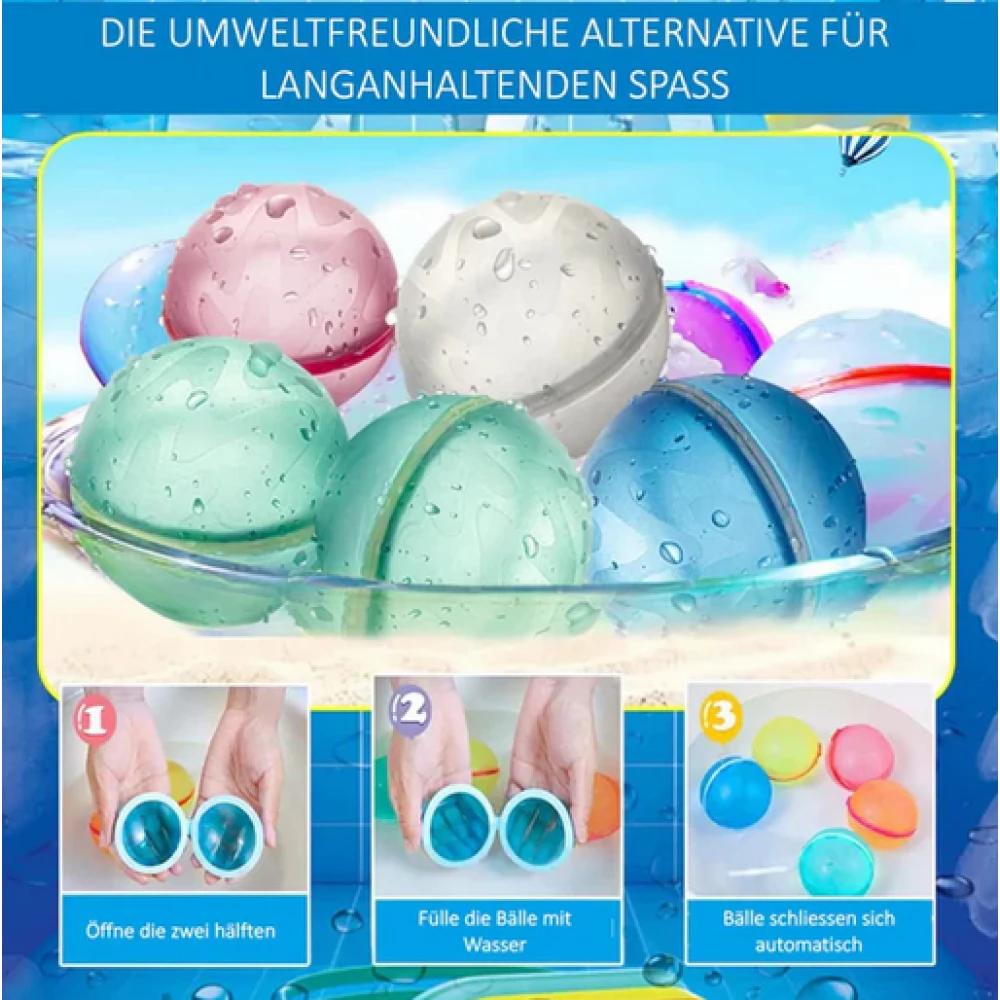 Bombes à eau en silicone (set de 7 pièces) réutilisables avec fermeture magnétique - Multicolor