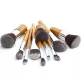 Professionelles Makeup Pinsel Set - Kosmetik Bürsten aus Bambus Holz 11 Teilig - Braun