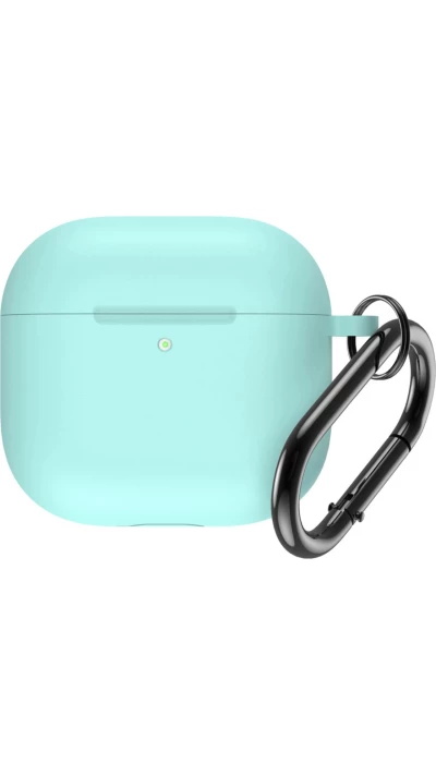 Coque AirPods 4 - Silicone mat avec mousqueton - Turquoise