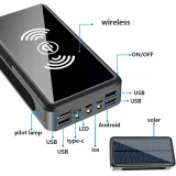 Solar Power Bank Qi Ultra Capacity 80000 mAh wireless externe Batterie - Schwarz