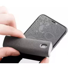 Spray nettoyeur 2 en 1 pour écrans de smartphone avec microfibre intégrée - Gris