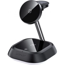 3 in 1 Acefast E16 15W induktive Ladestation Schnellladung für iPhone / AirPods / Apple Watch - Schwarz