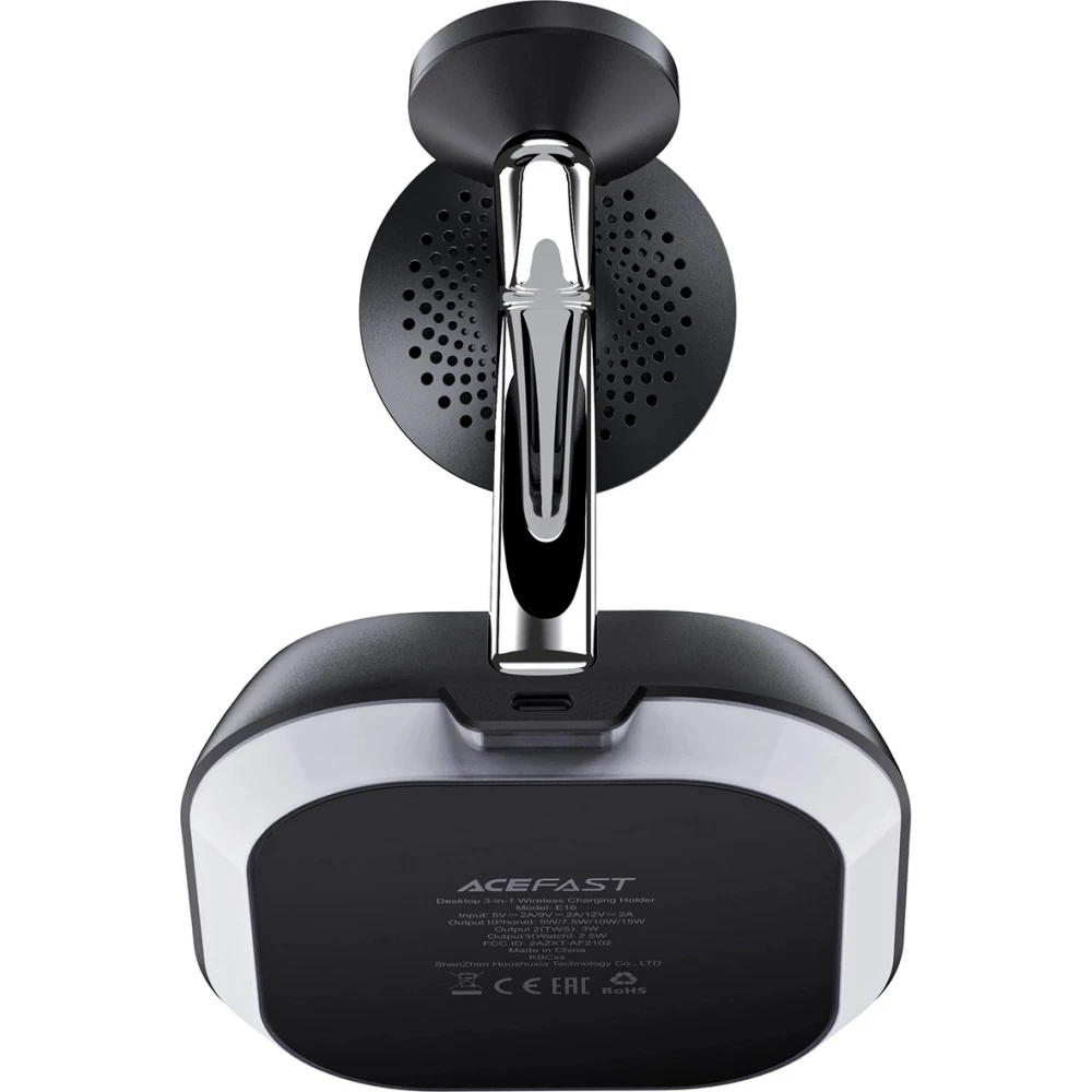 3 in 1 Acefast E16 15W induktive Ladestation Schnellladung für iPhone / AirPods / Apple Watch - Schwarz