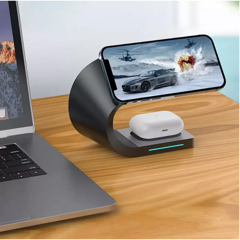 Magnetische Wireless Ladestation 15W für iPhone - Apple Watch, AirPods - Schwarz