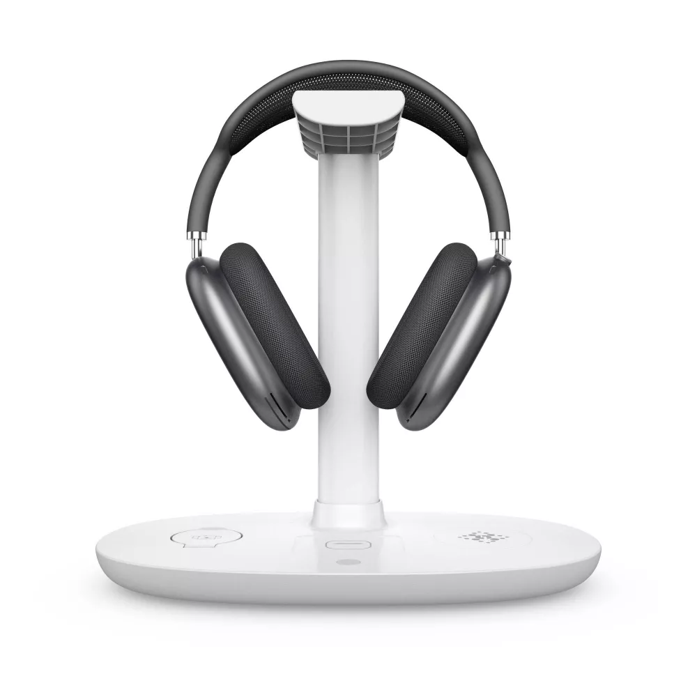 4 in 1 moderne 30W Ladestation wireless mit Kopfhörerhalterung  für AirPods Max, Apple iPhone, Apple Watch, AirPods - Weiss