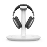 4 in 1 moderne 30W Ladestation wireless mit Kopfhörerhalterung  für AirPods Max, Apple iPhone, Apple Watch, AirPods - Weiss