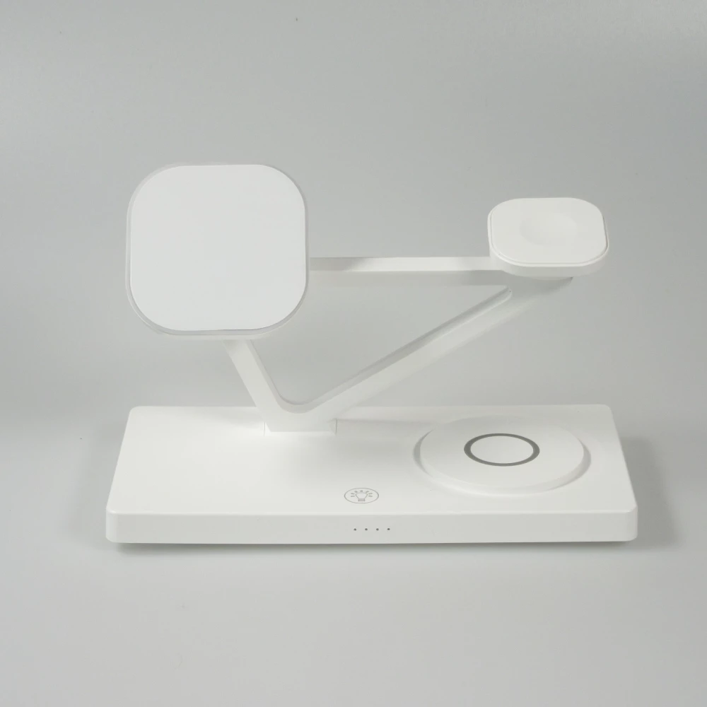 Station de charge magn&eacute;tique 5 en 1 Chargement sans fil 15W avec MagSafe - Contr&ocirc;le tactile - Veilleuse LED - Blanc