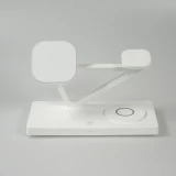 Station de charge magn&eacute;tique 5 en 1 Chargement sans fil 15W avec MagSafe - Contr&ocirc;le tactile - Veilleuse LED - Blanc