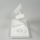 Station de charge magn&eacute;tique 5 en 1 Chargement sans fil 15W avec MagSafe - Contr&ocirc;le tactile - Veilleuse LED - Blanc