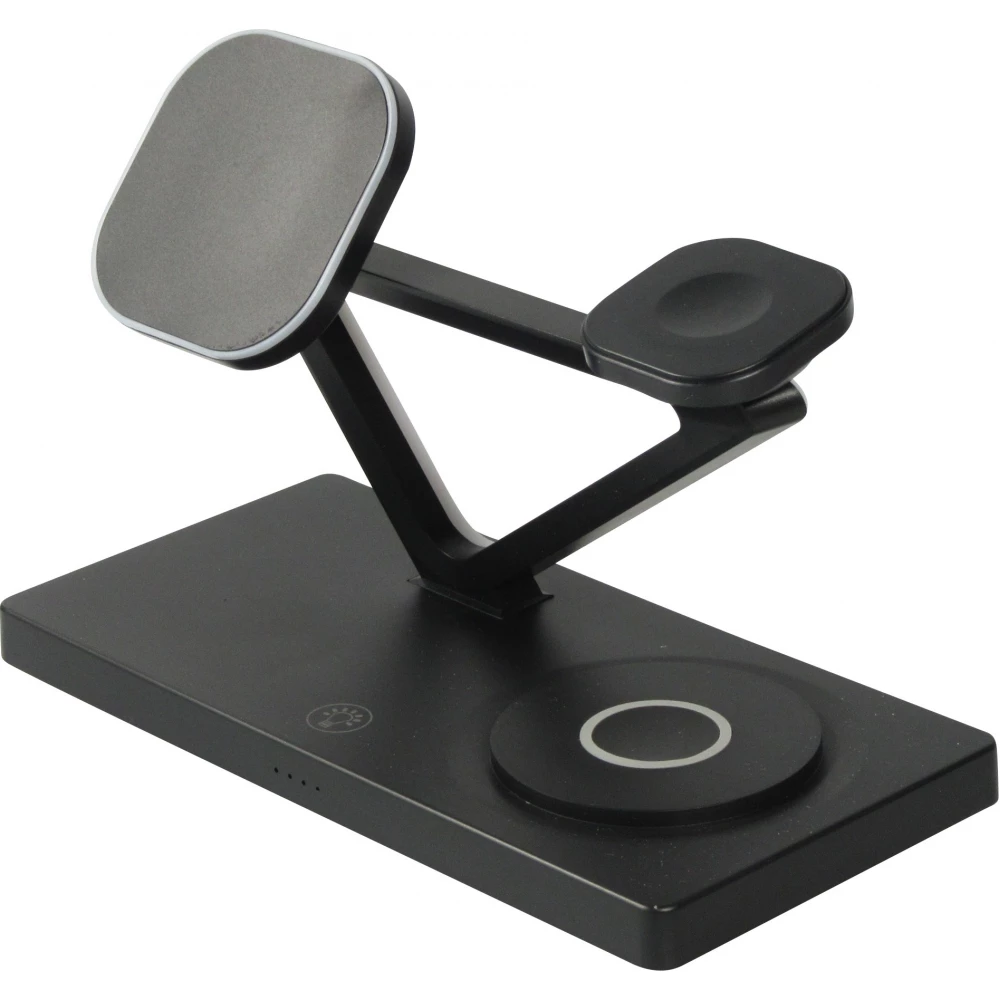Station de charge magn&eacute;tique 5 en 1 Chargement sans fil 15W avec MagSafe - Contr&ocirc;le tactile - Veilleuse LED - Noir