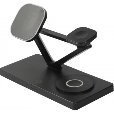 Station de charge magn&eacute;tique 5 en 1 Chargement sans fil 15W avec MagSafe - Contr&ocirc;le tactile - Veilleuse LED - Noir
