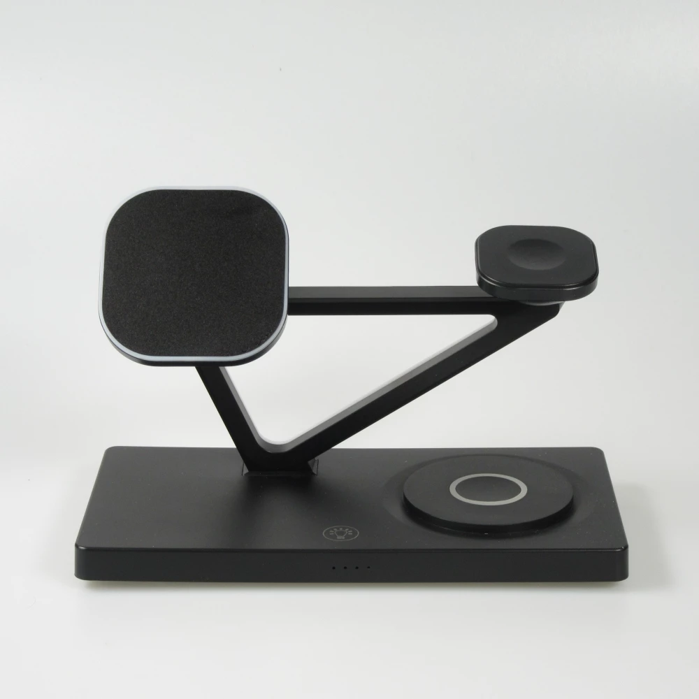 Station de charge magn&eacute;tique 5 en 1 Chargement sans fil 15W avec MagSafe - Contr&ocirc;le tactile - Veilleuse LED - Noir