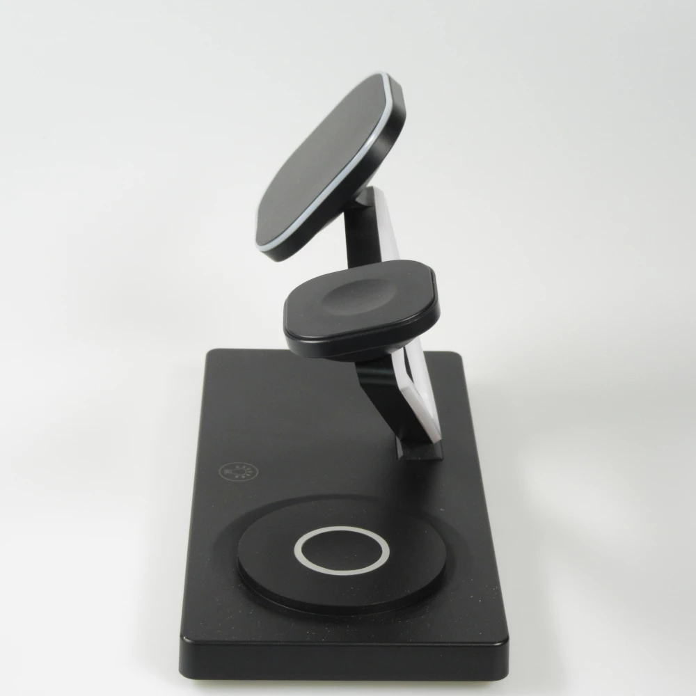 Station de charge magn&eacute;tique 5 en 1 Chargement sans fil 15W avec MagSafe - Contr&ocirc;le tactile - Veilleuse LED - Noir