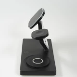 Station de charge magn&eacute;tique 5 en 1 Chargement sans fil 15W avec MagSafe - Contr&ocirc;le tactile - Veilleuse LED - Noir