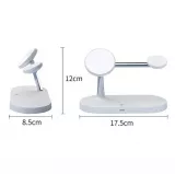 Station de charge magnétique sans fil 5 en 1 pour iPhone - Apple Watch, AirPods, lampe LED - Blanc