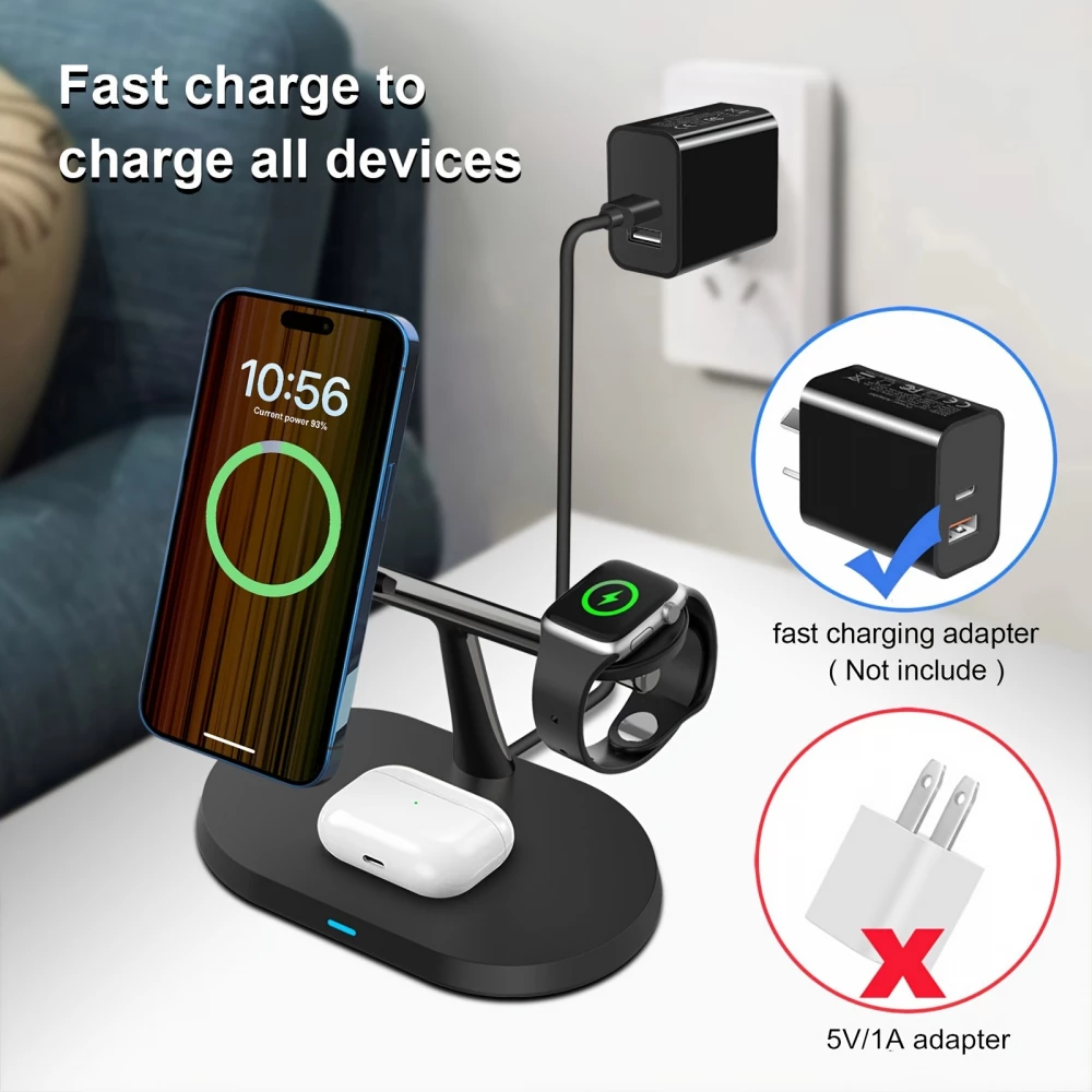 MagSafe 3-in-1 Ovaler Ladegerät für iPhone und Apple Watch - Schwarz