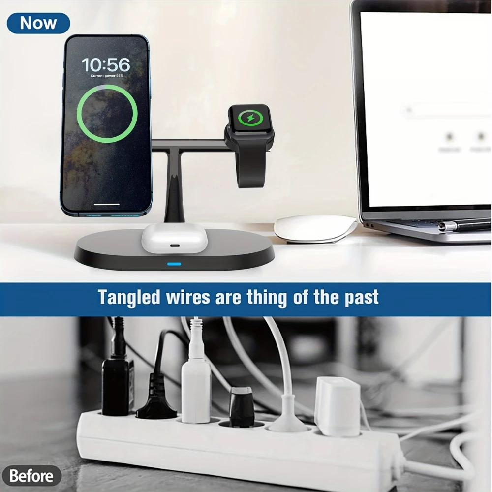 MagSafe 3-in-1 Ovaler Ladegerät für iPhone und Apple Watch - Schwarz