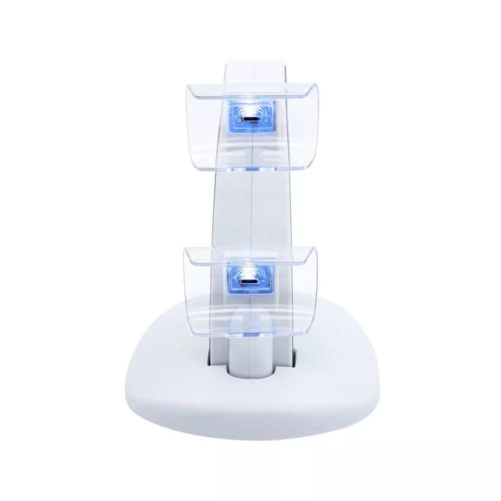 Station de charge "Power Dock" pour recharger deux manettes de PlayStation 5 (PS5) - Blanc