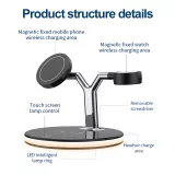 Qi MagSafe 25W Ladestation 4 in 1 wireless LED kabellose Elegante und stylische - Schwarz