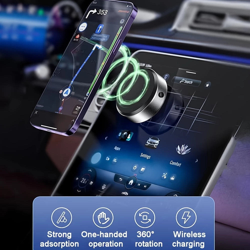 Support Téléphone Magnétique 360° Rotatif Compatible MagSafe pour écrans et surfaces lisses - Noir