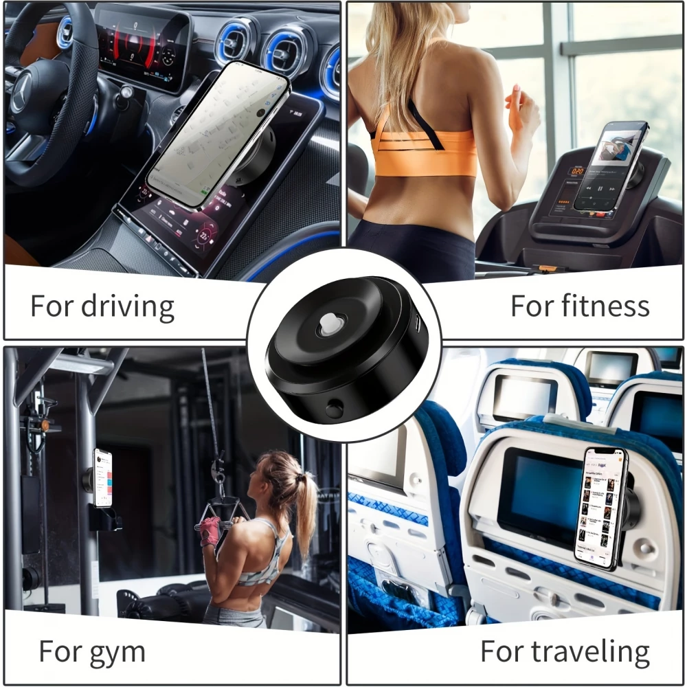 Support Téléphone Magnétique 360° Rotatif Compatible MagSafe pour écrans et surfaces lisses - Noir