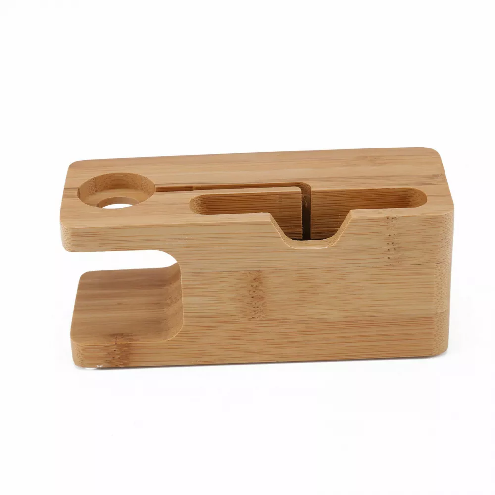 Support universel deluxe pour iPhone + Apple Watch - Support en bois de bambou