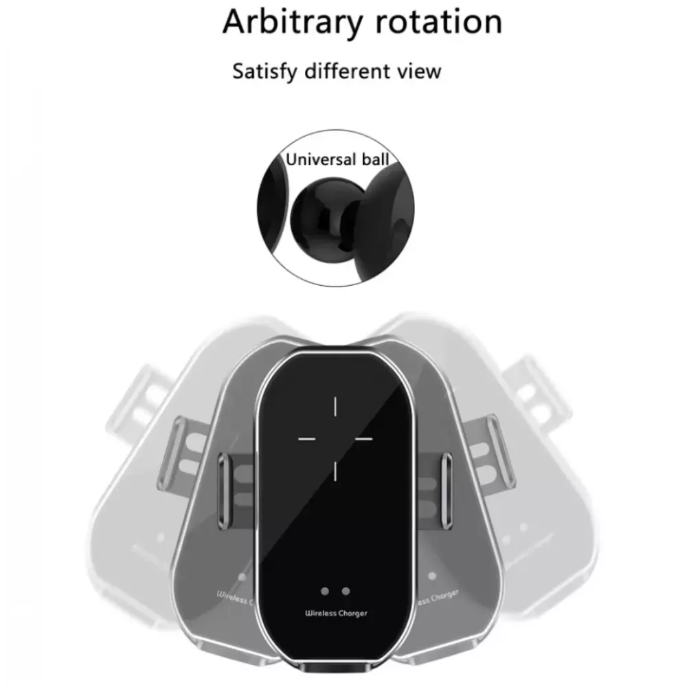Support de téléphone 10W Qi high-tech pour voiture - Smart Sensor avec chargement sans fil - Argent