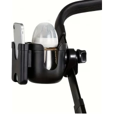 Universeller 2-in-1 Telefonhalter und Becherhalter für Kinderwagen - Schwarz