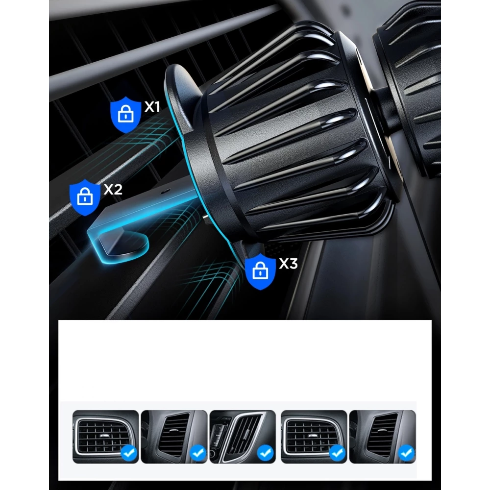 Support de voiture magn&eacute;tique look carbon pour iPhone avec MagSafe Joyroom JR-ZS355 - Noir