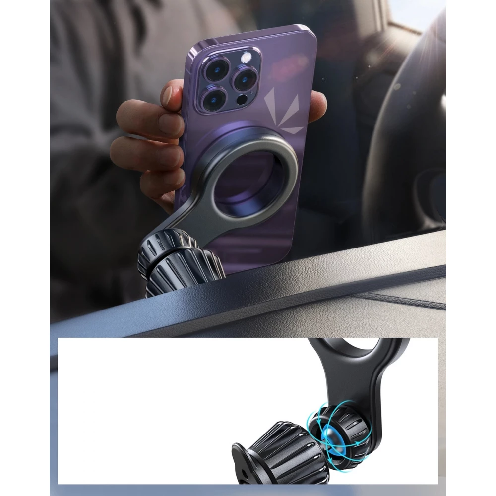 Support de voiture magn&eacute;tique look carbon pour iPhone avec MagSafe Joyroom JR-ZS355 - Noir