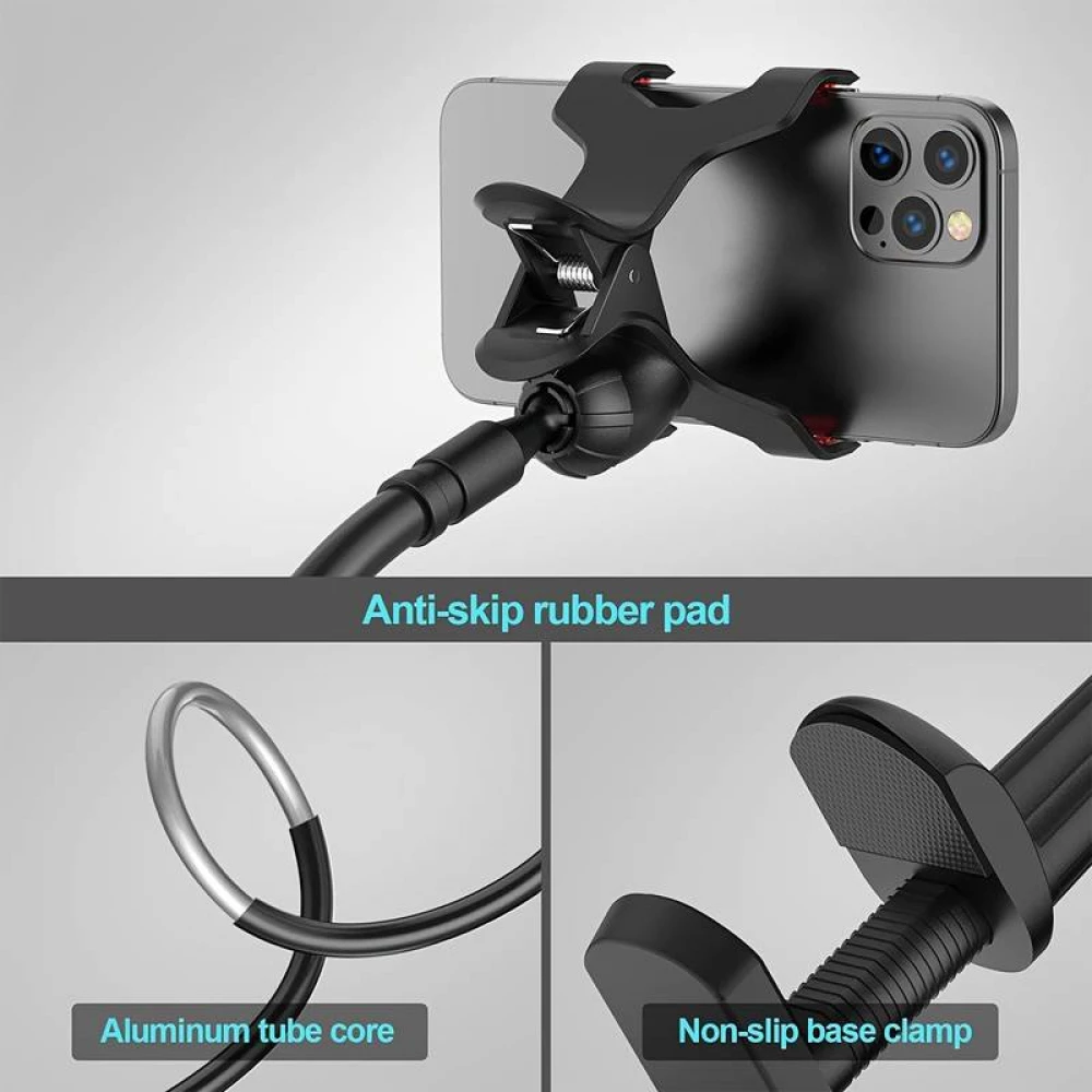 Flexibler und bewegbarer Handyhalter 1.3 Meter mit Universalklammer für Tischkante - Schwarz