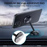 Support magnétique universel pour voiture - salle de bain - bureau avec tige en aluminium
